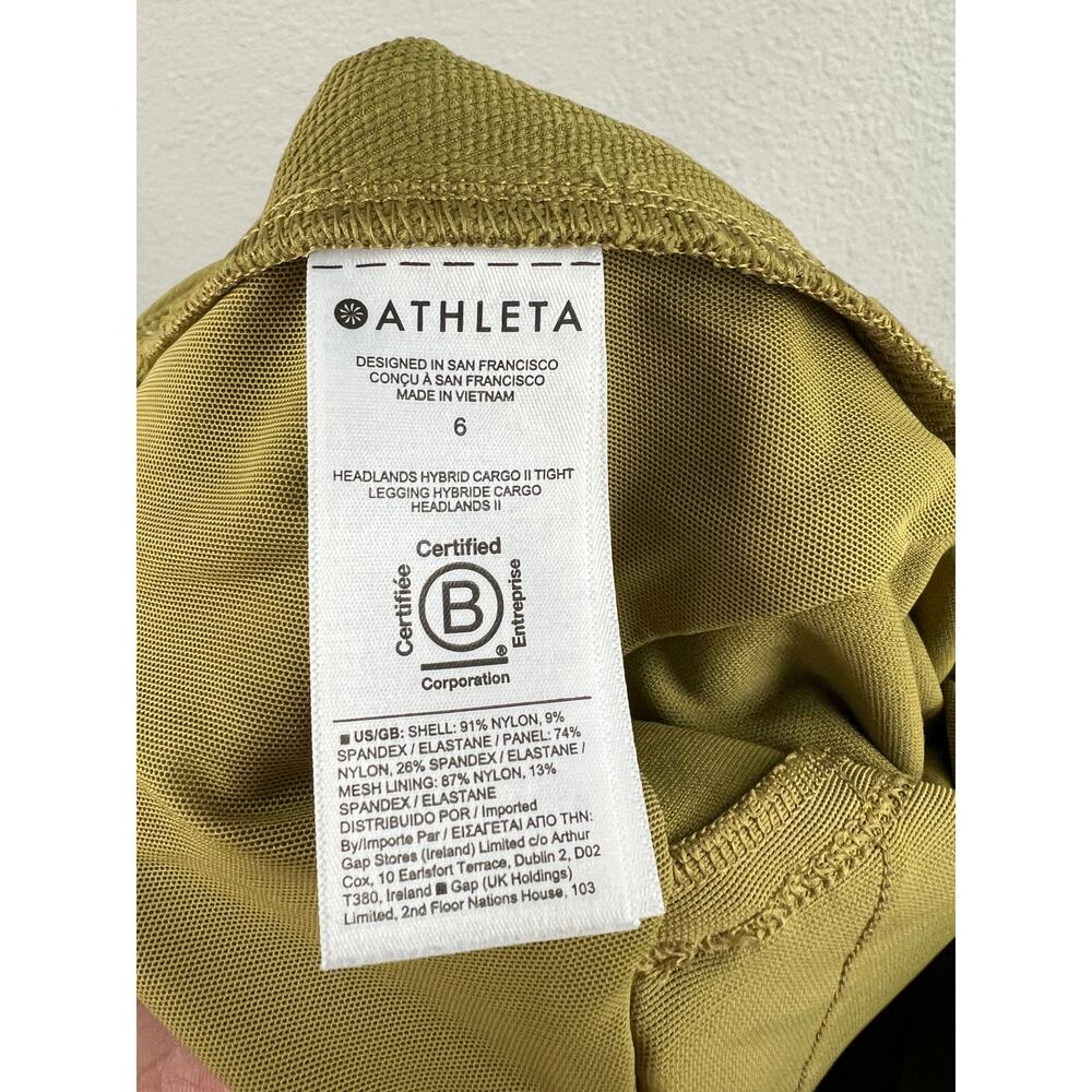 Athleta Headlands Hybrid Cargo ll Tight Leggings Women's 6 Green Hiking Pants - Picture 6 of 6